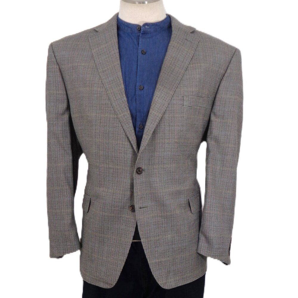 52 R Ralph Lauren Tweed Sport Coat Puppy Tooth 48% Wool 52% Silk